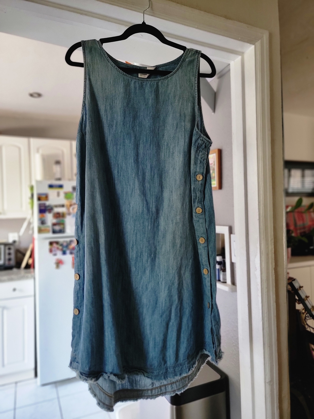 Universal Thread Sleeveless Denim Shift Dress in Light Blue with Side Buttons